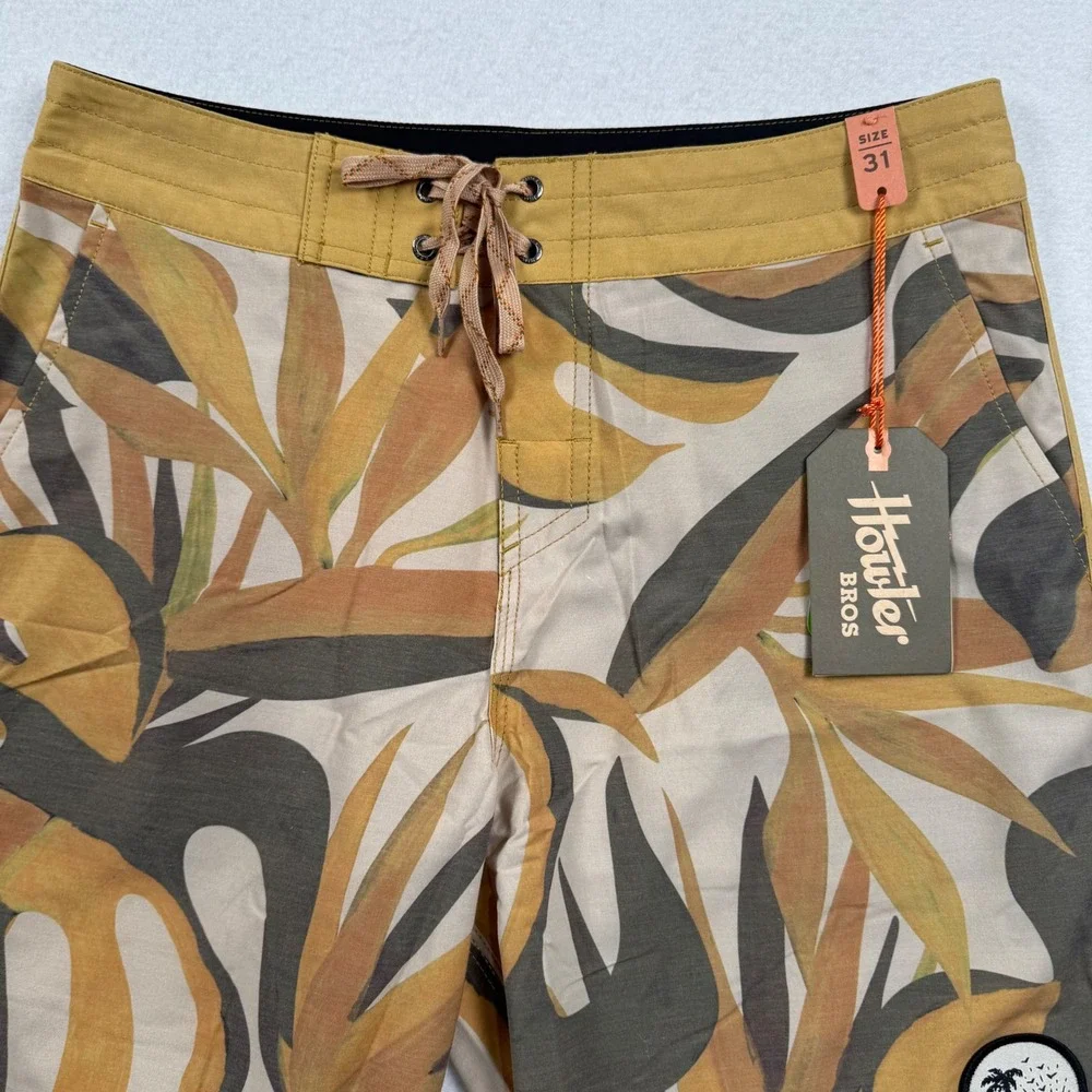 Howler Brothers Stretch Bruja Boardshorts Mens 31 Citron Monstera Mash 1316 New